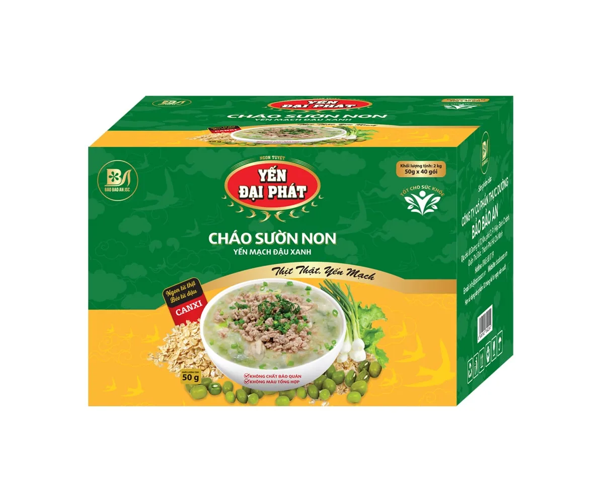 Cháo sườn non yến mạch đậu xanh