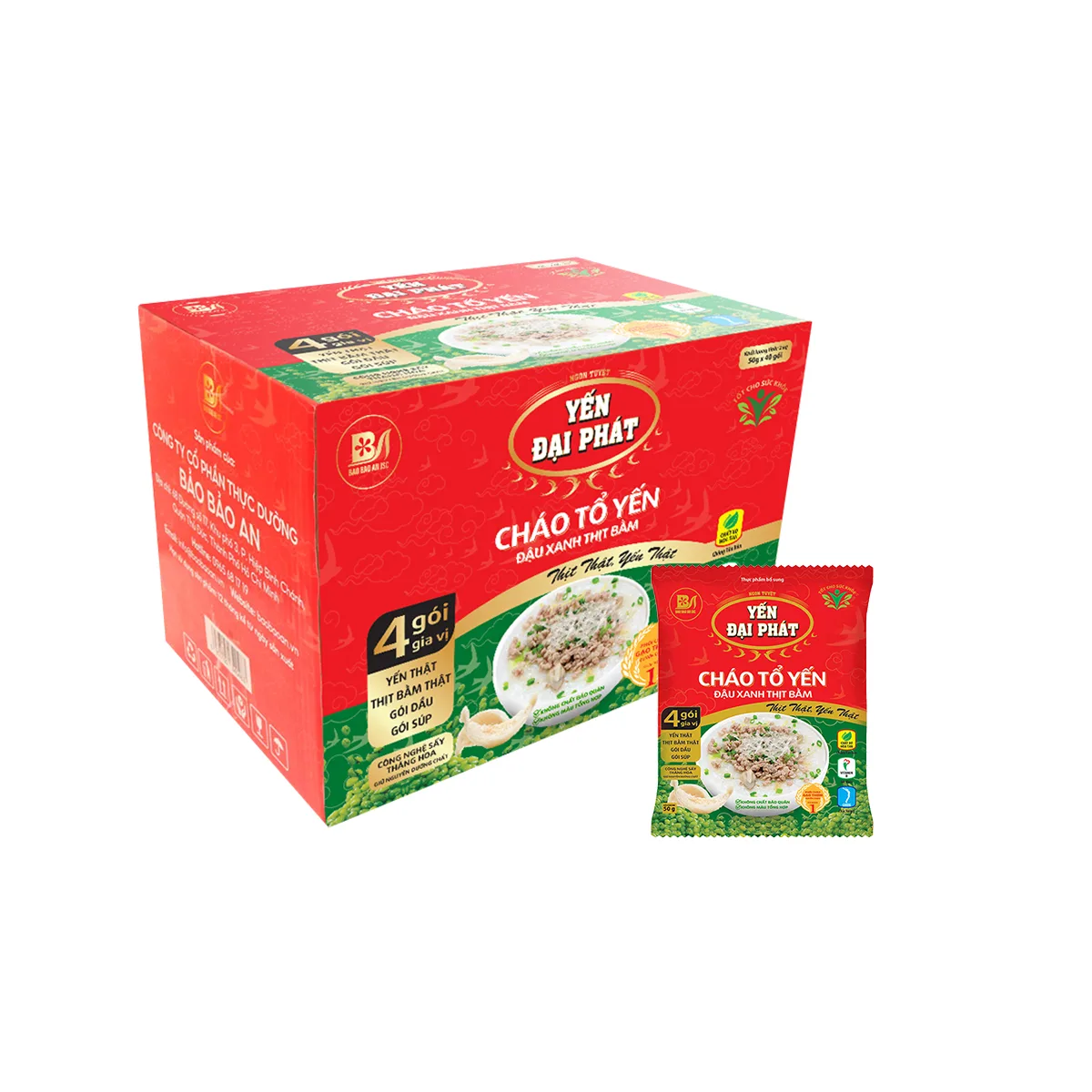 Cháo tổ yến đậu xanh thịt bằm