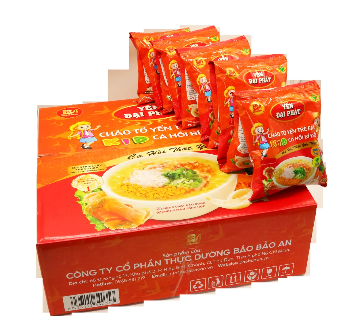 Cháo tổ yến trẻ em cá hồi bí đỏ