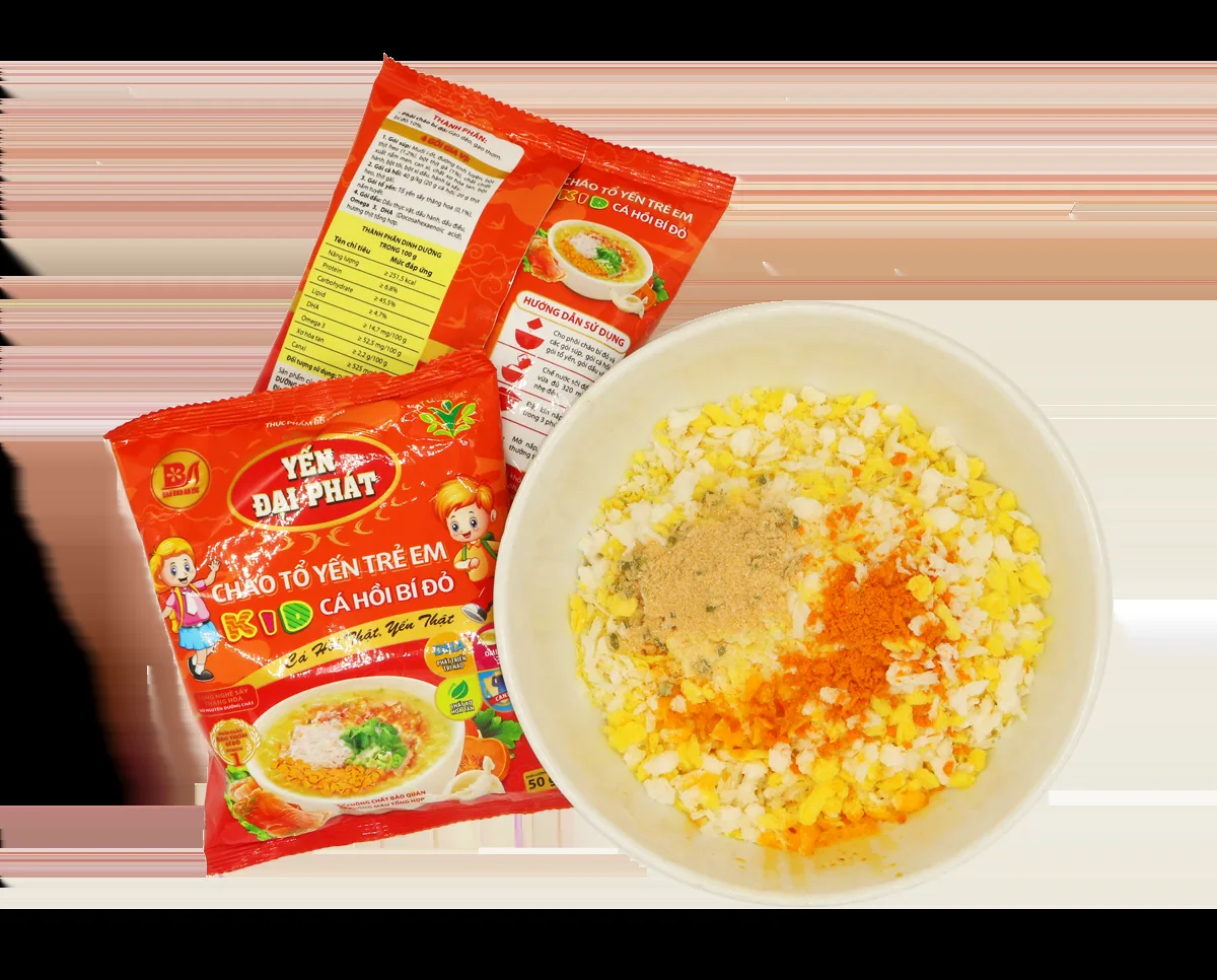 Cháo tổ yến trẻ em cá hồi bí đỏ — ảnh 3